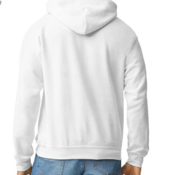 New Gildan Heavy Blend White Hooded Sweatshirt with Kangaroo Pockets - Picture 3 of 8